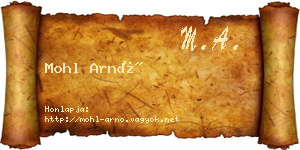 Mohl Arnó névjegykártya